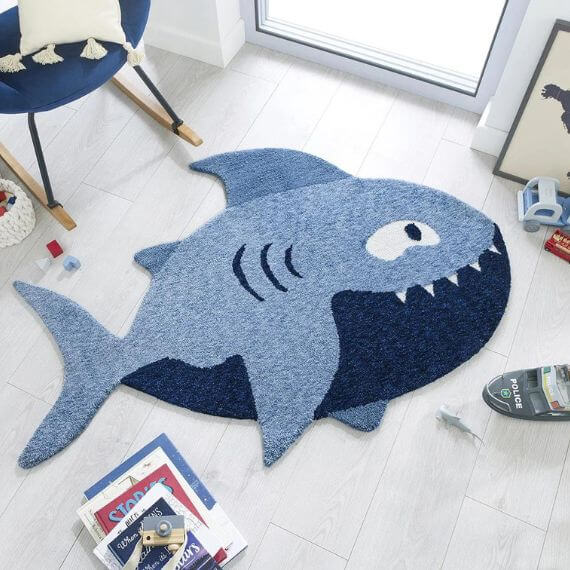 Tapis enfant bleu Shark